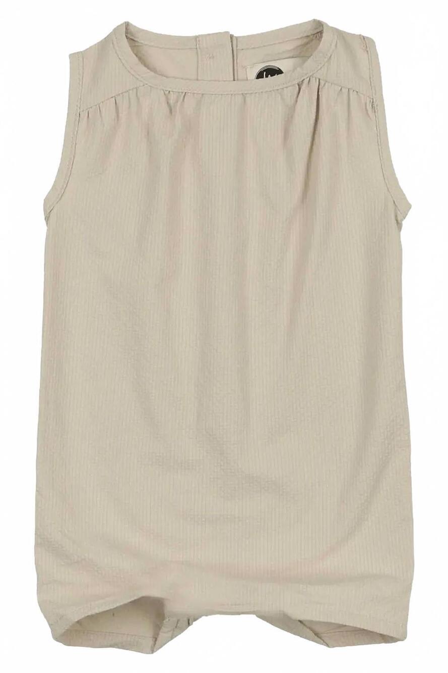 NEW MANIERE kids' textured grid romper in sand
